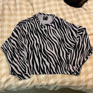 Nike Black and Lavender Zebra Print Sweatshirt